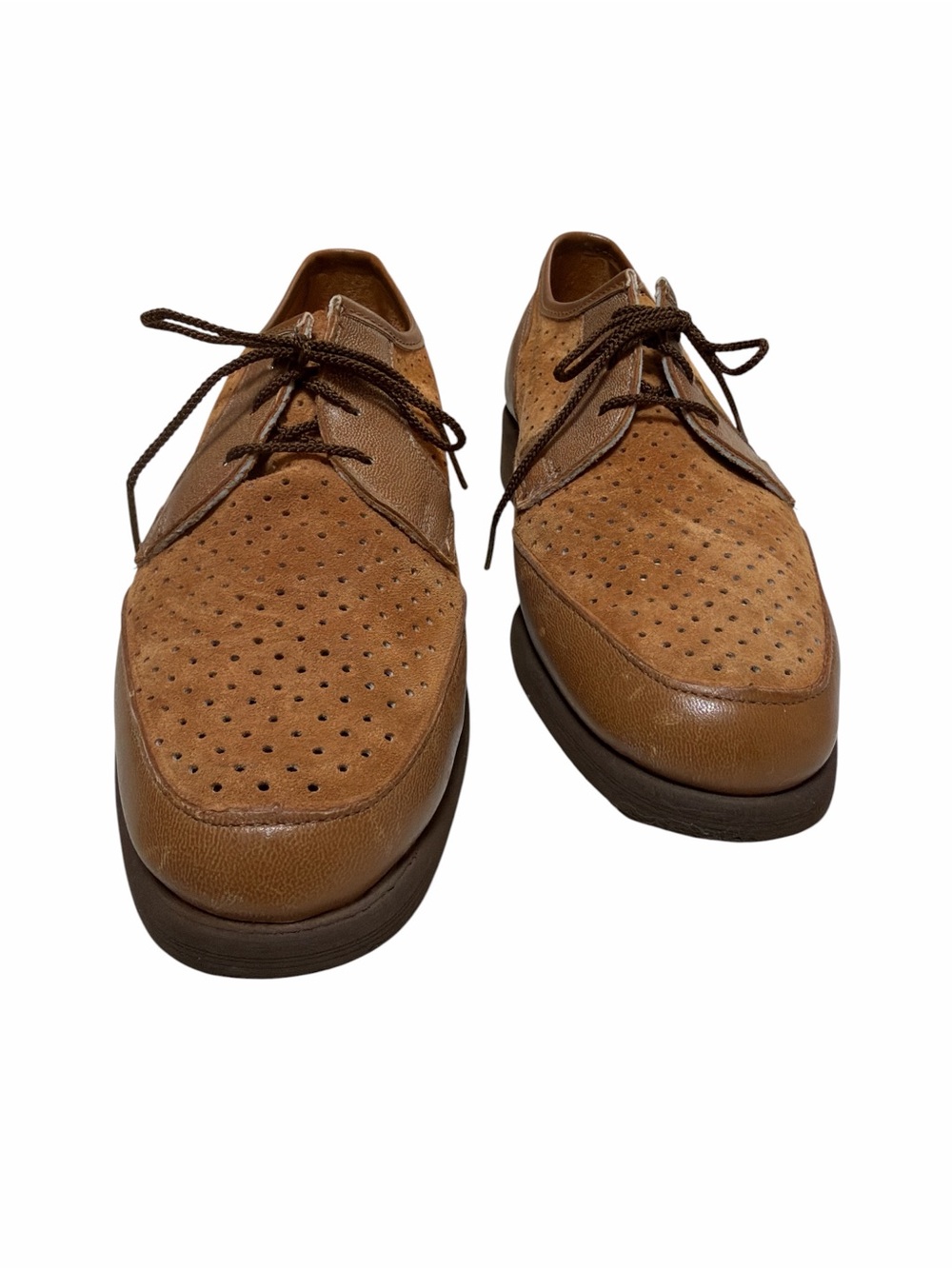 Hush Puppies Vintage Leather Oxfords Men’s 7M Brown Perforated Lace Up Shoes - Picture 6 of 15